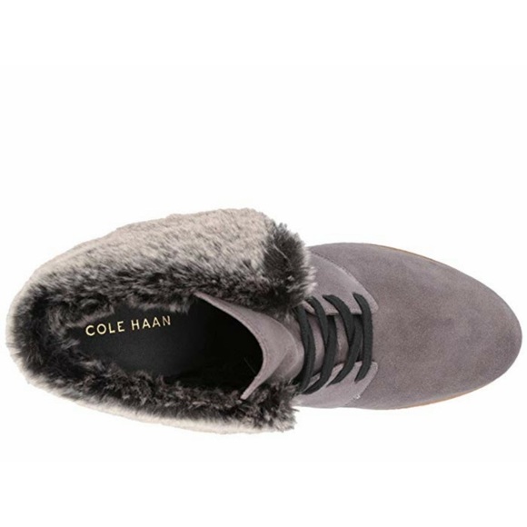 New Cole Haan Coralie Wedge fur Bootie 8 boots - Picture 2 of 10